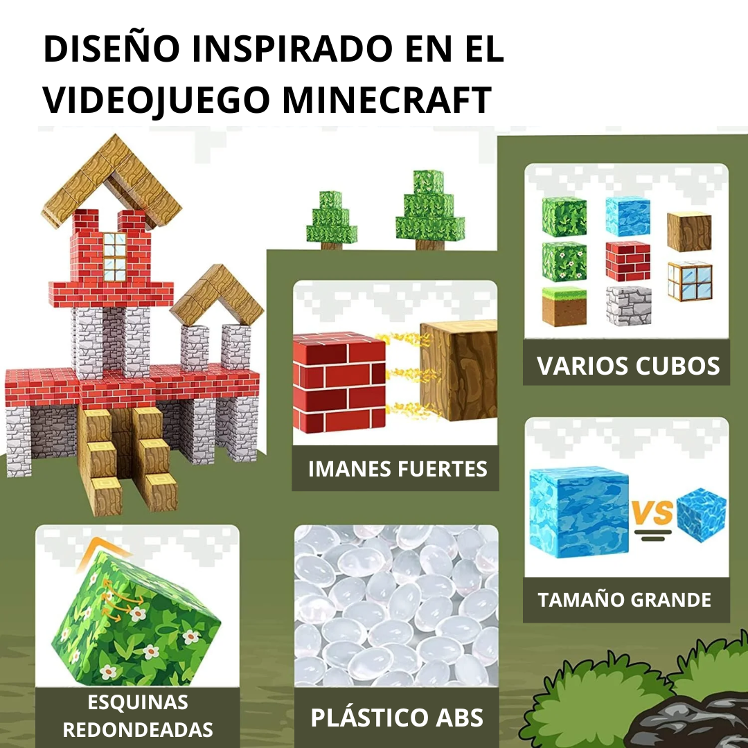Bloques Magnéticos de Construcción de Minecraft - 48 / 64 / 75 Bloques