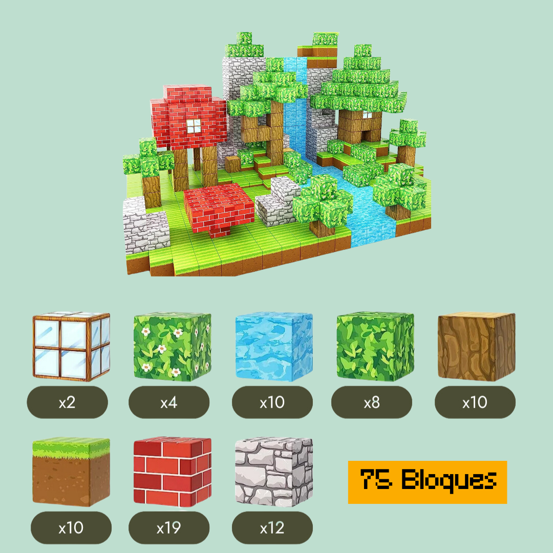 Bloques Magnéticos de Construcción de Minecraft - 48 / 64 / 75 Bloques