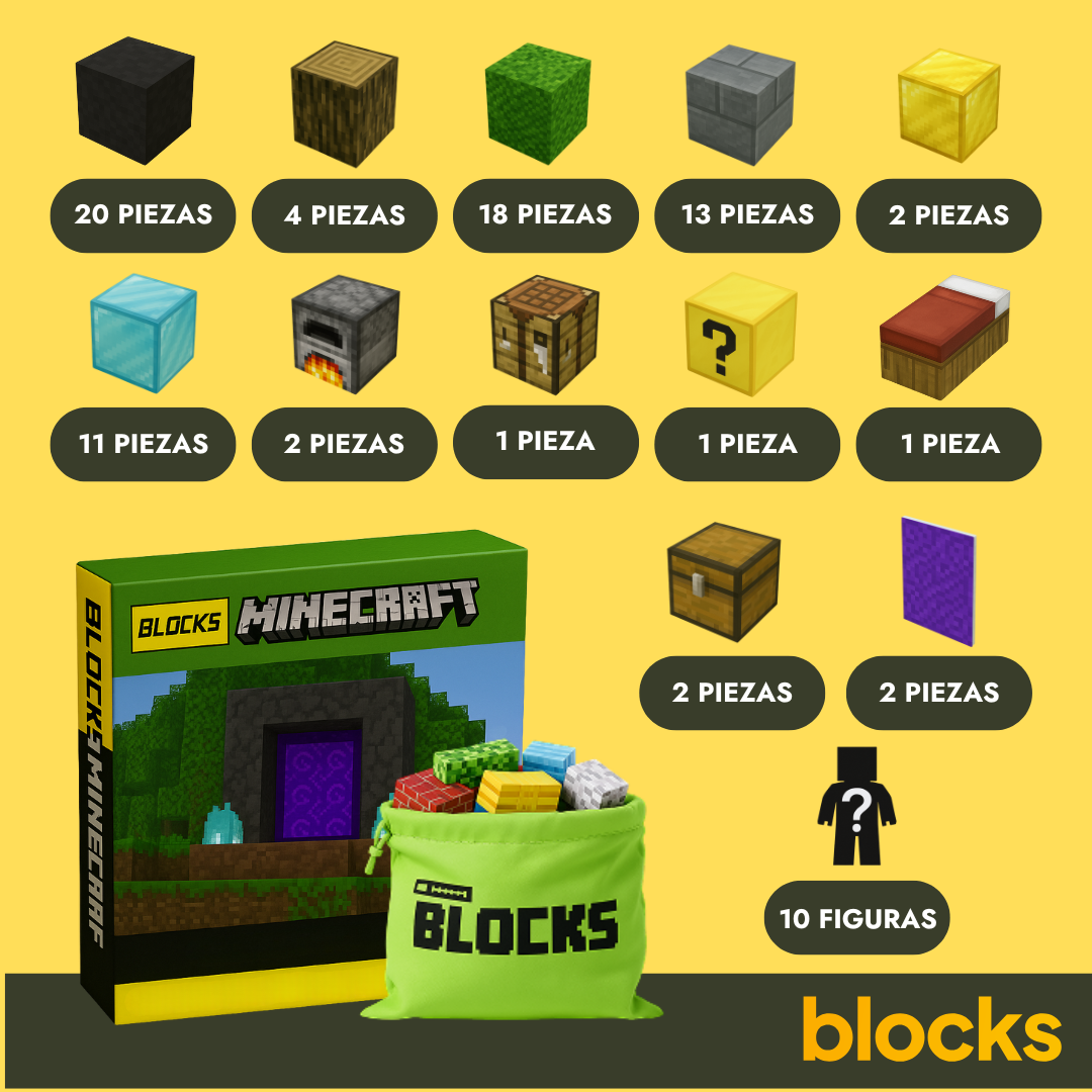 Portal del Nether Minecraft - 32 / 48 / 77 Piezas (+5 Figuras)