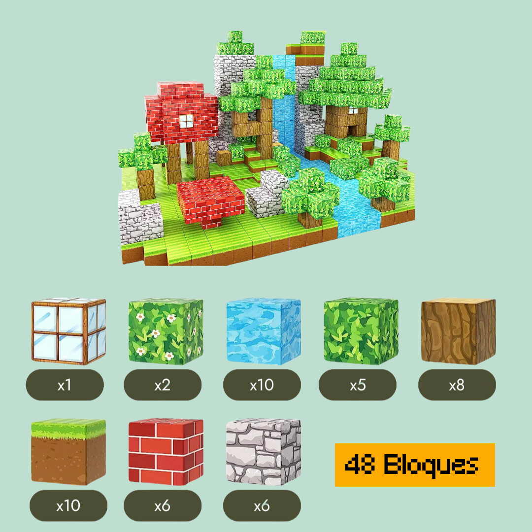 Bloques Magnéticos de Construcción de Minecraft - 48 / 64 / 75 Bloques